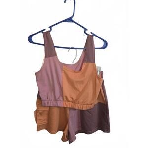 Colorblock Women's Crop Top with Wide Straps